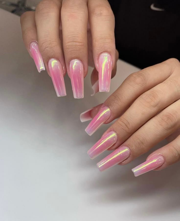 Pink iridescent manicure from the Lunar Nails gallery